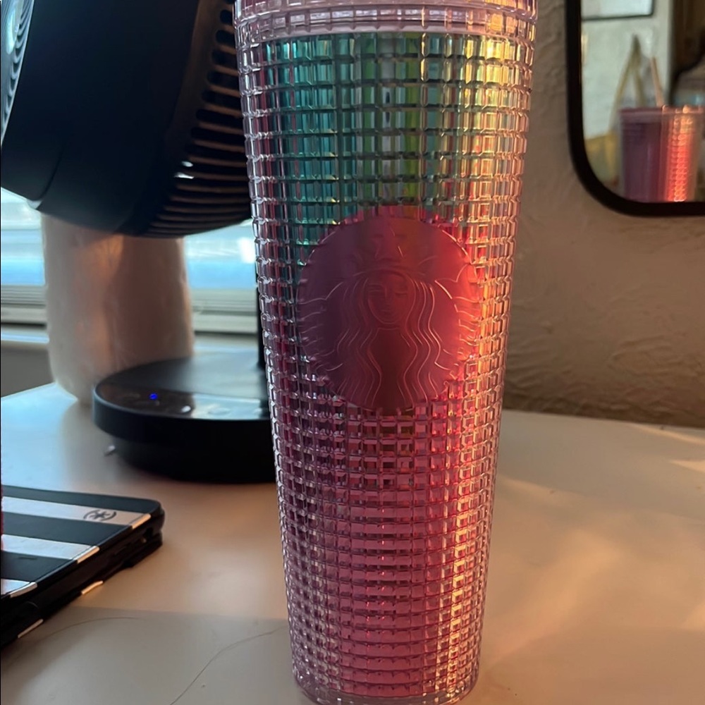 Purple and Blue grid starbucks tumbler